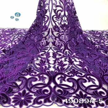 Africa de catifea Dantela Tesatura 2020 Înaltă Calitate Nigeria Dantela Tesatura violet paiete Broderie Tul francez Dantela Pentru Femei Rochie