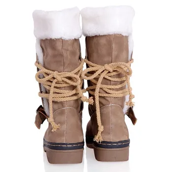 Gykaeo De Mari Dimensiuni Femei Pantofi De Zăpadă De Sex Feminin Retro Tocuri Joase De Pluș Cald Cizme Femei Casual De Iarna Glezna Botas Mujer Invierno 2020