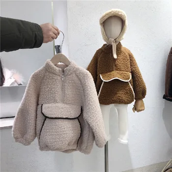 2020 haine de iarnă pentru băieți și fete de ceară moale de lână de miel haina copil mare buzunar pulover simt bine
