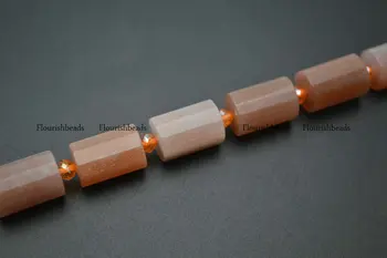 10x14mm Natural Peach Moonstone Sunstone Forma cilindrica Piatra Margele Vrac