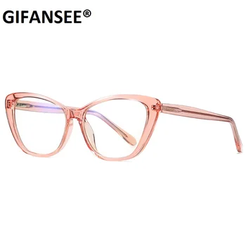 GIFANSEE lumina albastră de blocare ochelari Vintage Ochi de Pisica Cadru Bărbați Femei Optice Moda Calculator Ochelari de vedere Obiectiv Clar Transparent