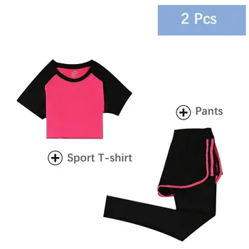 Femeile Respirabil Sport Solid Costum Sport T-shirt, Pantaloni Scurți Yoga Set Haine de Fitness Rula Jogging Sport Set Sportwear Trening