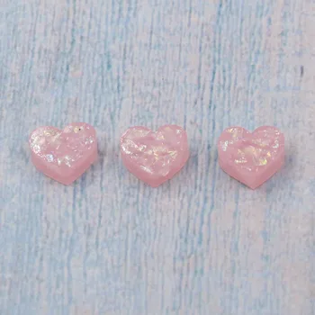 Fnixtar 10mm Sintetice Opal Farmece de Dragoste Inima de Piatra Opal Farmece Pandantive Pentru Femei Manual DIY Fără Gaură 20Piece/lot