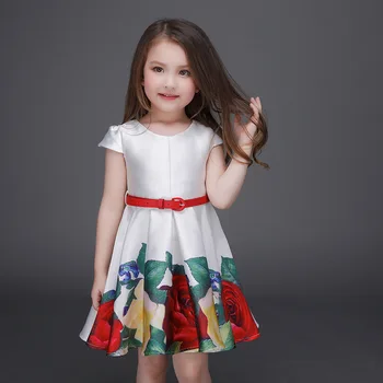 2020 Fata de Moda Rochii de flori Imprimarea fata de Partid prințesă Copil de Vara rochie de vara fetita de Lux rochie+curea