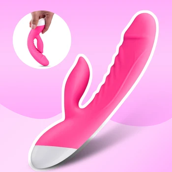 10 Viteza Rabbit Vibrator Vibrator G-Spot Stimulare Clitoris Masaj Dublu Vibrator USB Reîncărcabilă Bagheta Adult Jucării Sexuale pentru Femei
