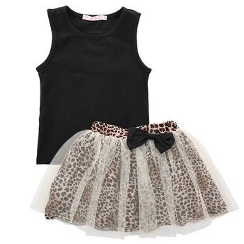 Pudcoco Copii Imbracaminte Fete Set De Vară Pentru Copii Haine Copilul Îmbrăcăminte Tancului Leopard Fusta