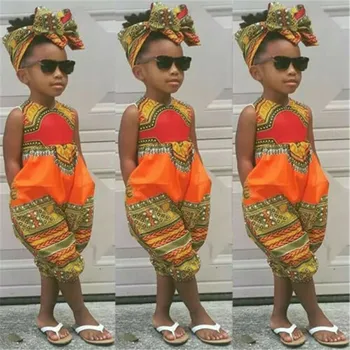 Copil Nou-Născut Fată Fără Mâneci Boho Romper Pantaloni 2019 Fetiță Florale Imprimate Africane Stiluri Salopeta De Vara Haine Copii