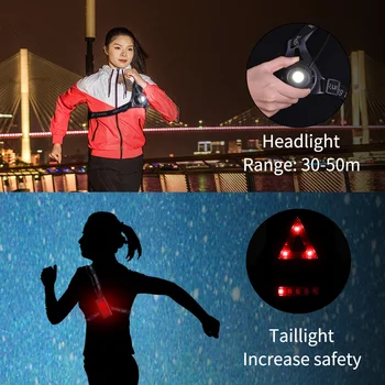 Sport în aer liber LED Noapte Lumină de Funcționare USB Reîncărcabilă Durabil Compact Piept Lampă de Siguranță Jogging Lumina de Avertizare pentru Bicicleta Lanterna