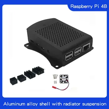 Ultimul caz din Aluminiu cu Radiator Agățat suport Compatibil + ventilator pentru Raspberry Pi 4 Model B