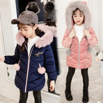Moda Haina de Iarna, Hanorace Haine pentru Copii cu Fermoar Exterioare Palton Pentru Fete Gros Mid-lungime Jos Sacou Captusit Jacheta pentru Copii