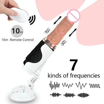 De la Distanță fără fir Încălzire Telescopic Automat Mașină de Sex Feminin Mare Masturbari Penis artificial Vibratoare Jucarii Sexuale pentru Femei