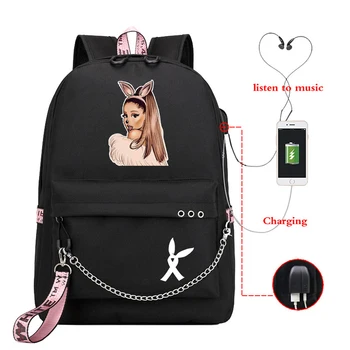 Mochila Ariana Grande USB Rucsac Fată Adolescent Mulțumesc U Următorul Sac de Școală Femeile de Încărcare USB Travel Rucsac Mare Capacitate Pachet