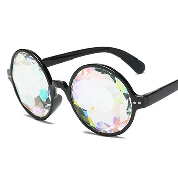 IGUETTA Unisex Rotund Caleidoscop Ochelari Rave Mozaic Crystal ochelari de Soare, Club de Petrecere Psihedelice Prisma Difractate Obiectiv IYJA506