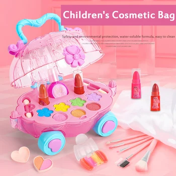 Casă de joacă Set Lavabil Cosmetice Make Up Jucării pentru Copii Machiaj Set Jucarii de Frumusete Mini Caseta Lavabil Real pentru Copii Cosmetice Cutie Cadou