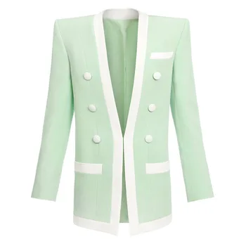 2020 Toamna anului Nou Designer Blazer feminino Femei V-Gât Costum Coat Breasted Dublu Roz Blazer Jacheta Haine mujer chaqueta