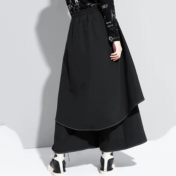 XITAO Negru Fals Două Piese Pantaloni Femei Vrac Moda Simplu Neregulate Toate Meci de Streetwear 2020 Nou Toamna Pantaloni Largi Picior ZP3534