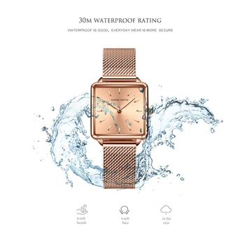 NOUL Ceas pentru Femei Brand de Moda din Oțel Inoxidabil Plasă de Centura Ceasuri Simplu Doamnelor Pătrat Mic Dial Cuarț Ceas Rochie Ceasuri de mana