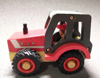 Copii din Lemn Cars Camion de Jucărie cu Roți de Cauciuc Copii din Lemn Tractor Transportator Ambulanță Copil de Învățare Timpurie, Băieții Jucarie Cadou