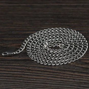BOCAI nou solid S925 argint bijuterii vintage 3MM Thai argint colier pentru femei și bărbați rezervor lant plat din argint colier