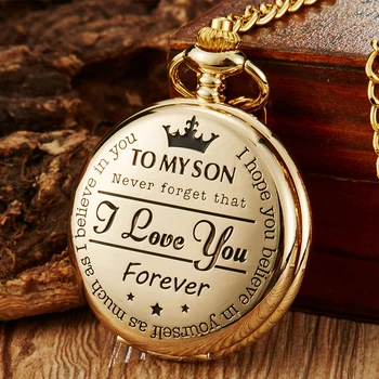 Cuarț de Buzunar cu Lanț de Ceas Pentru Fiul Meu CEL MAI bun TATĂ Colier Ceasuri Pentru Barbati de Ziua copilului Copii Cadou Cadou reloj de bolsillo