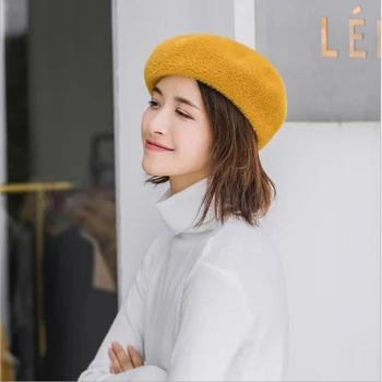 2019 Nou de Înaltă Calitate Femei Iarna Bereta Tricotate Blană de Nurcă Bereta de sex Feminin Toamna Și Iarna Cald Pictor Pălărie Pălărie de Dovleac