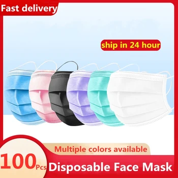 10-100buc Negru Mască de Unică folosință Clema Față Măști de Gura Masca Adult 3-strat Non-țesute topit Mascarilla Multicolor Masque