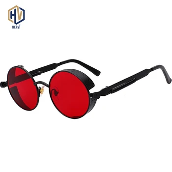 Clasic in stil Gotic Steampunk ochelari de Soare Ochelari de Soare Barbati Femei de Brand Designer de Epocă Rotund Ochelari de Moda de Conducere UV400 Ochelari de cal