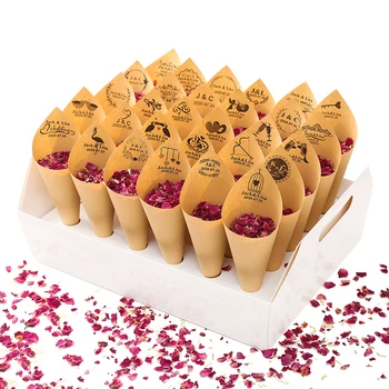 Confetti con titularul FEESTIGO confetti con tava pentru decor nunta în aer liber gazon nunta Confetti Conuri Suport Alb Kraft