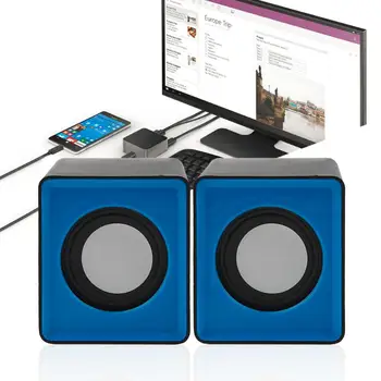 EastVita 1 Pereche Stereo Mini USB 2.0 Muzica Difuzor Portabil pentru Desktop-ul Calculatorului Albastru Negru în formă de Pătrat