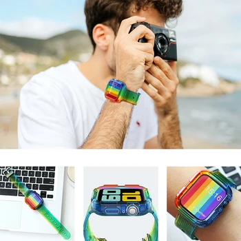 Culorile curcubeului Sport Curea pentru Apple Watch SE 6 Benzi de Silicon Transparent pentru Iwatch 5 4 3Strap 38mm 40mm 42mm 44mm
