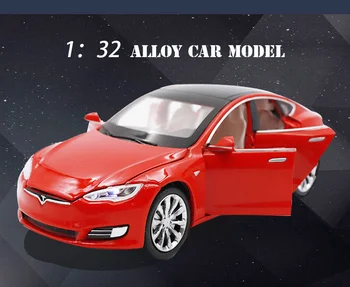 2020 nou 1:32 Simulare a doua generație Tesla Model s acusto optic aliaj de modelul de masina pentru copii mașini de jucărie mașină roșie
