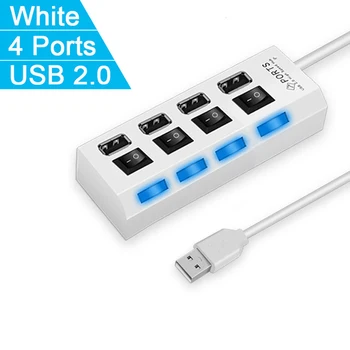 De Vânzare fierbinte Nou HUB USB 2.0 Multi USB Splitter Cu 4 Porturi USB cu LED-uri 2.0 Adaptor Hub Power on/off Switch Pentru PC, Laptop de Mare Viteză