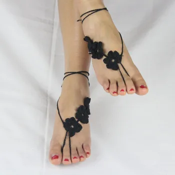 5 Culori Alb Negru De Fildeș Croșetat Nunta Desculț Sandale Nude Pantofi Picior De Bijuterii De Mireasa Glezna Bratari Accesorii De Plajă