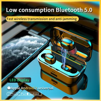 LIGE Căști Bluetooth TWS Mini Căști Cască Impermeabil Led-Display Touch-Control Căști fără Fir de Încărcare-Sport 2200mah