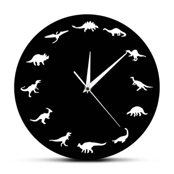 Diverse Dinozauri Silueta Ceas De Perete Copil De Cameră Decor Dinozaur Ceas Modern Mișcarea Tăcut Cuarț Iconic Acrilice Ceas