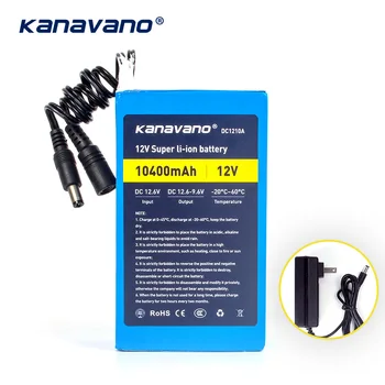 Kanavano Mai bun 12v 10AH 10400mAh acumulator litiu-ion baterie camera cu 12.6 V 1A încărcător ue / sua plug-Free de cumpărături