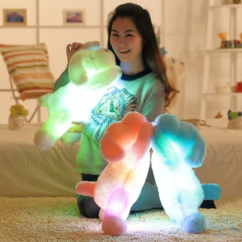 Noi Drăguț Colorate Luminos Câine de Lumină LED de Pluș Perna Copii Jucării de Pluș Animale Papusa Cadou de Ziua de Moda Jucărie de Pluș 50CM