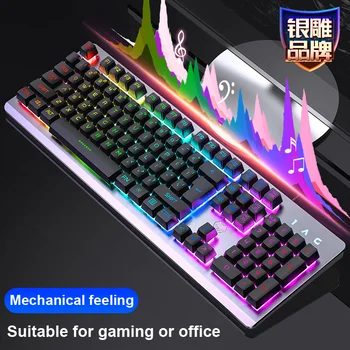 Cu fir Tastatură de Gaming Mecanice Sentiment Tastaturi cu iluminare din spate USB 104 Taste Tastatură Joc pe Calculator, Tastaturi rusă autocolant