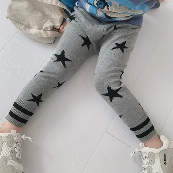 1-8T Copil Copil Copil Fată Băiat Iarna Haine groase Stele de Imprimare Tricotate Pantaloni Stretch Acasă de Moda Pantaloni Harem Drăguț Dulce Pantaloni