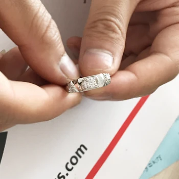 Cu Certificatul Unic V Design Original Argint 925 Inele de Cuplu Bijuterii 0.5 ct Diamant Benzile de Nunta Pentru Femei Barbati CER077