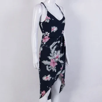 Halter V Neck pentru femei rochie de vara Sexy tubulare scurte Vestido Elastic mini talie mare florale rochie de imprimare 2018