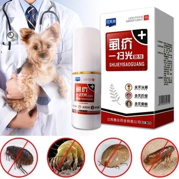 1 Buc animale de Companie Cățeluș Câine Pisică Insecticid Spray Portabil Anti-purici Purici Păduchi Insect Killer PC8 DC14
