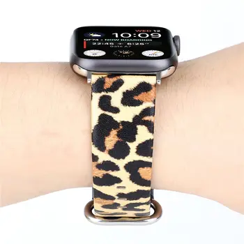 Leopard Curea din Piele pentru Apple Watch Band 6 44mm 42mm 40mm 38mm Bărbați/Femei Bratara Fashion pentru iWatch Serie SE/6/5/4/3/2 Centura