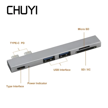 CHYI Dublu Usb C Hub Multi-Port Wireless Usb 2.0 Hub Combo Tip C Pentru SD/TF Card Reader Mini Adaptor Splitter Pentru Laptop PC