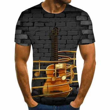 Iubitorii de muzică bărbați chitara 3d de imprimare de moda cu mânecă scurtă T-shirt femei psihedelice haine Barbati casual iute uscat pentru Bărbați T-shirt