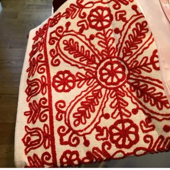DUNXDECO Pernele de Acoperire Talie Pernă Nordic Clasic Roșu Flora Fir de Bumbac Broderie Art Coussin lenjerie de Pat Scaun Perna