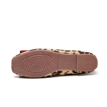 BEYARNELadies Leopard Imprimate Apartamente Deget de la picior Pătrat de Conducere Pantofi Gri Roșu Moale Slip on Pentru Femei Sarcinii Respirabil Plus SizeE709