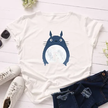 Femei Tricou Grafic Tricouri Bumbac Creative Pisica pentru Dragoste Imprimare Tricouri Topuri Streetwear Supradimensionate, Haine cu Maneci Scurte Tricou Amuzant