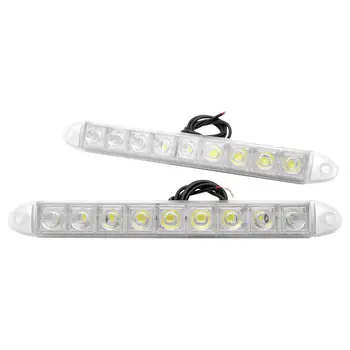 2Pair 9LEDs rezistent la apa de Zi Lumina DRL LED-uri Auto Semnal Extern de Lumină 12V Alb Lampă de Ceață pentru Rulote Remorci de Camioane