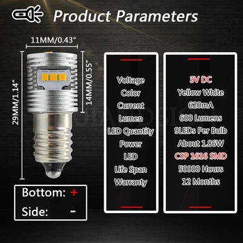 2 buc 3V 4,5 V P13.5S E10 CSP chip Lanterna LED-uri Bec de Înlocuire Kit de Conversie Becuri Lanterne Lanterna lampa Galben Alb